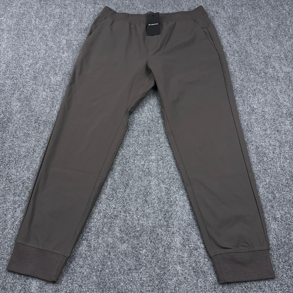 NEW Fabletics The Don Jogger Men's‎ Large Reg Taupe Slate Brown/Gray Zip Pockets